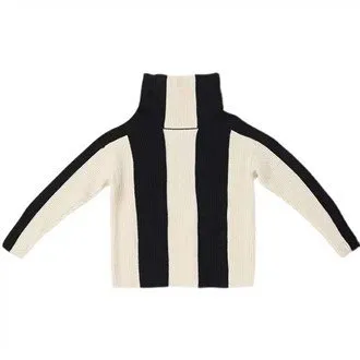 Siwmper Streipen Fertigol Gwddf Uchel